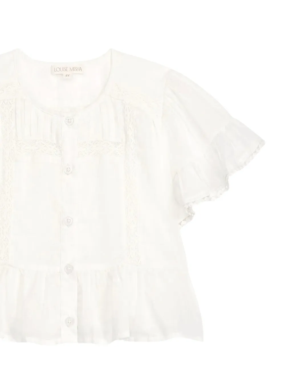 LOUISE MISHA KIDS Amalia blouse met ruches en kanten afwerking Wit