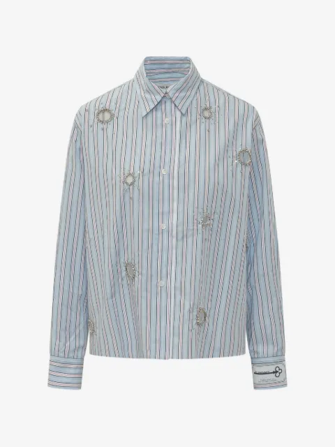 DES PHEMMES crystal-embellished striped shirt