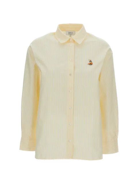 Maison Kitsuné striped embroidered-patch shirt