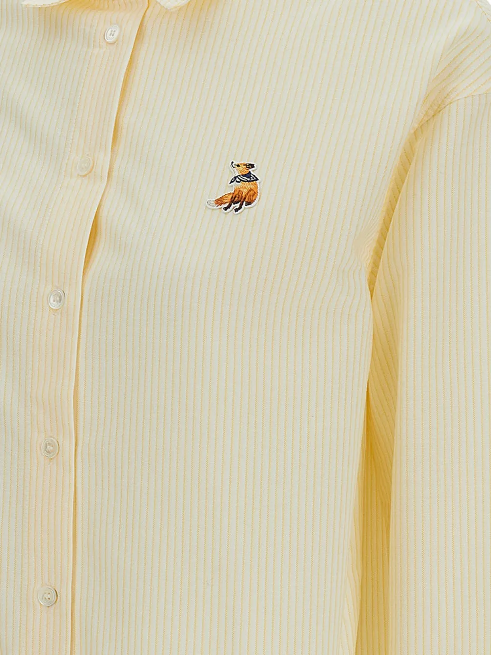 Maison Kitsuné Gestreepte blouse met geborduurde patch Geel