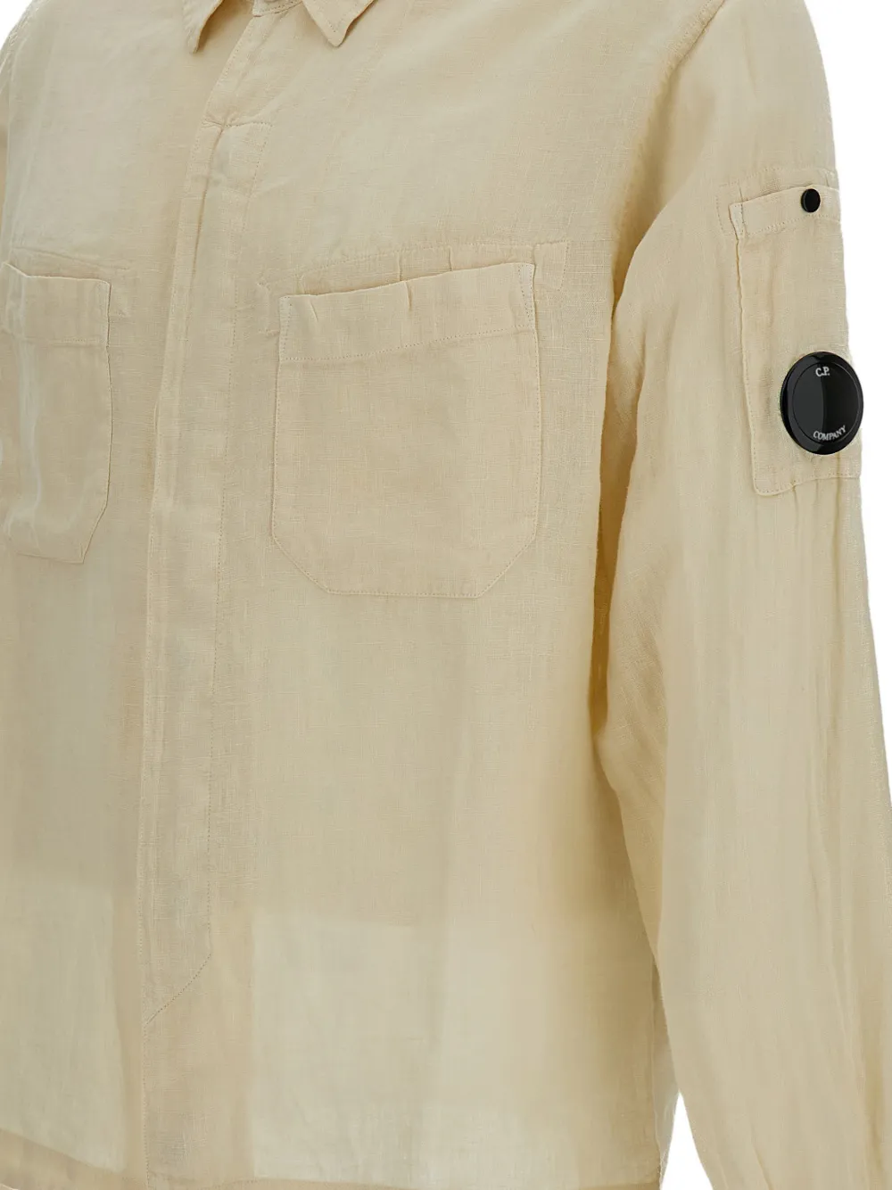 C.P. Company Lens linnen overhemd met lange mouwen Beige