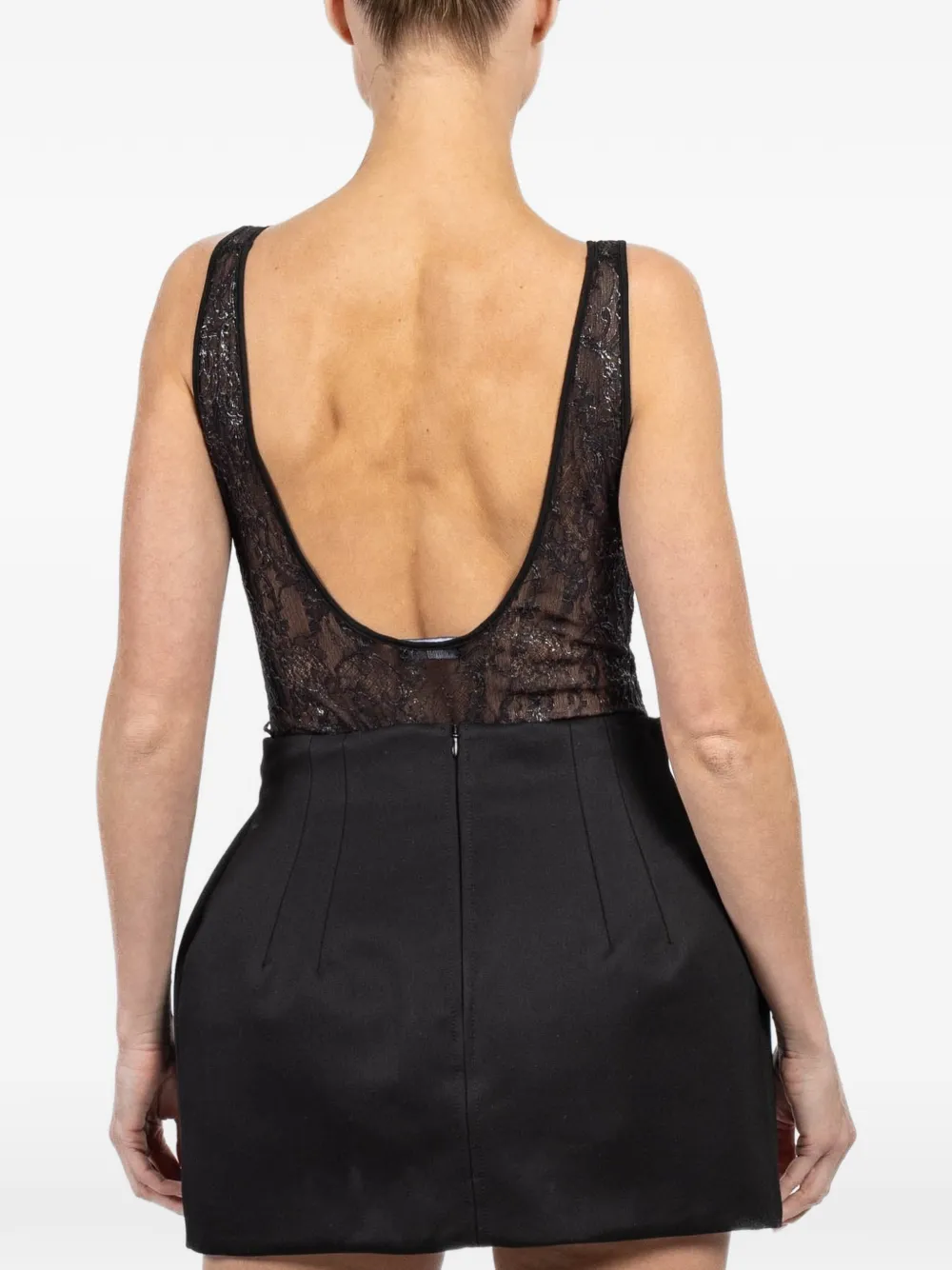 WARDROBE.NYC Lace Tank Bodysuit in Black, view 4