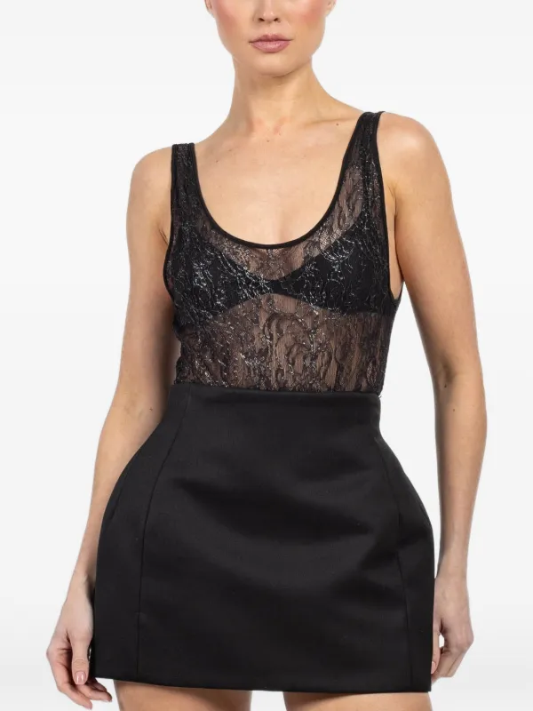 WARDROBE.NYC Lace Tank Bodysuit in Black