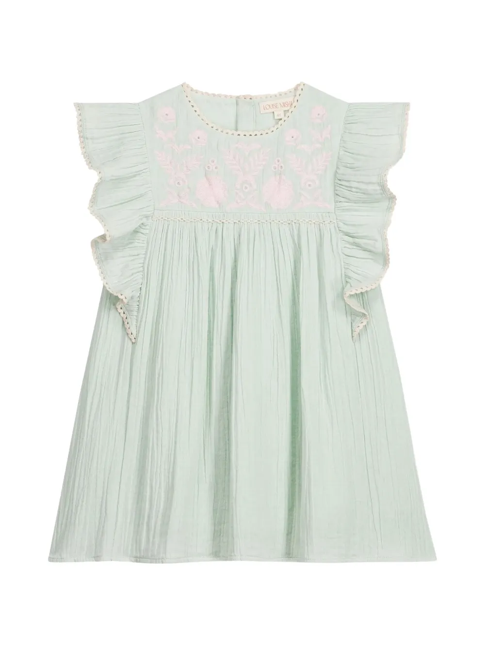 LOUISE MISHA KIDS embroidered ruffled dress - Verde