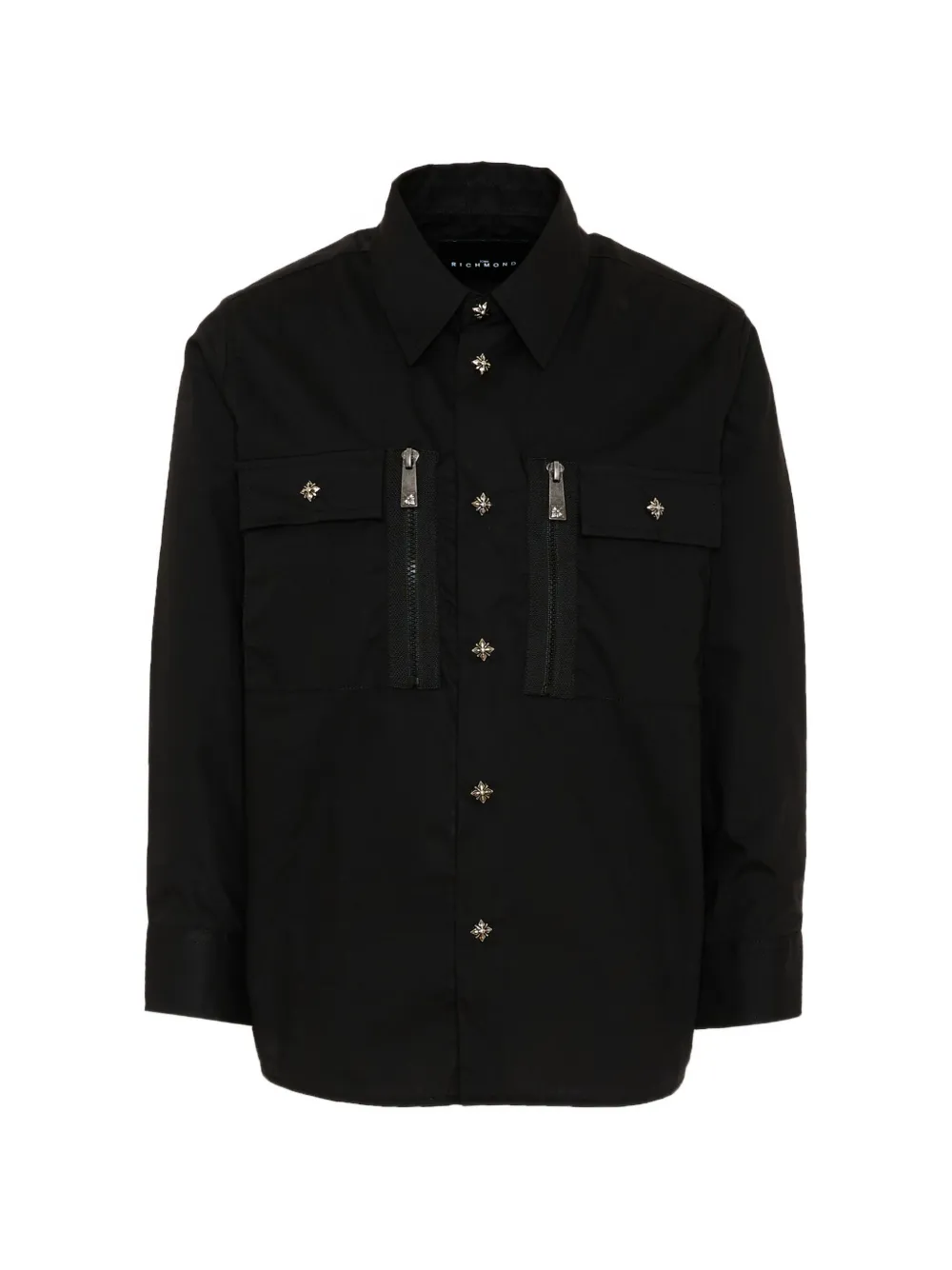 John Richmond Junior zip pocket long-sleeve shirt - Schwarz
