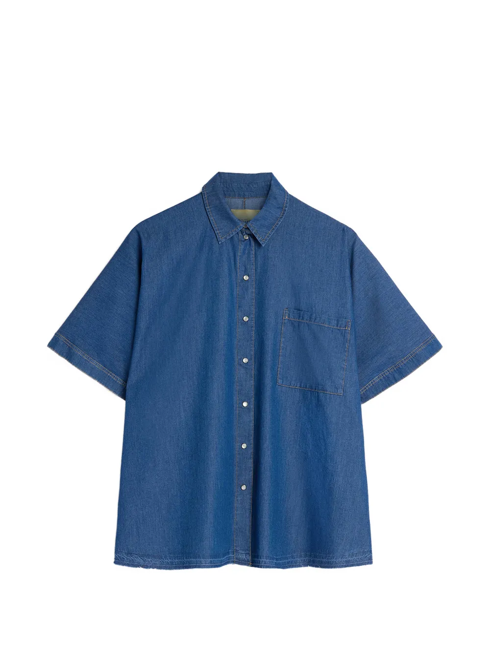 MOMONÌ Lila short-sleeve cotton shirt - Blau