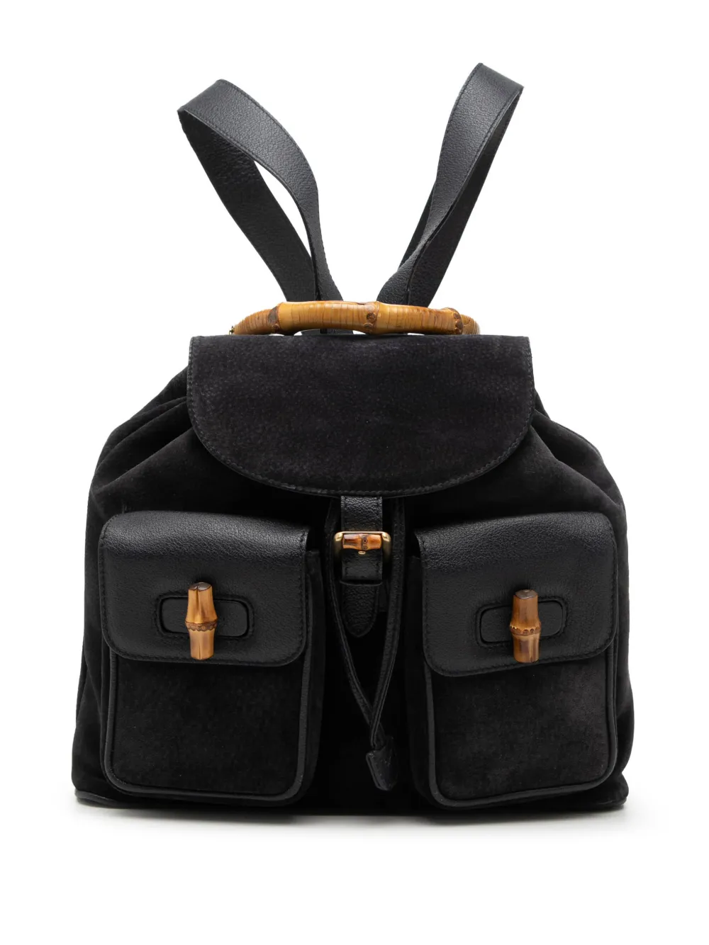 Gucci Pre-Owned 20th Century Suede Bamboo backpack - Black