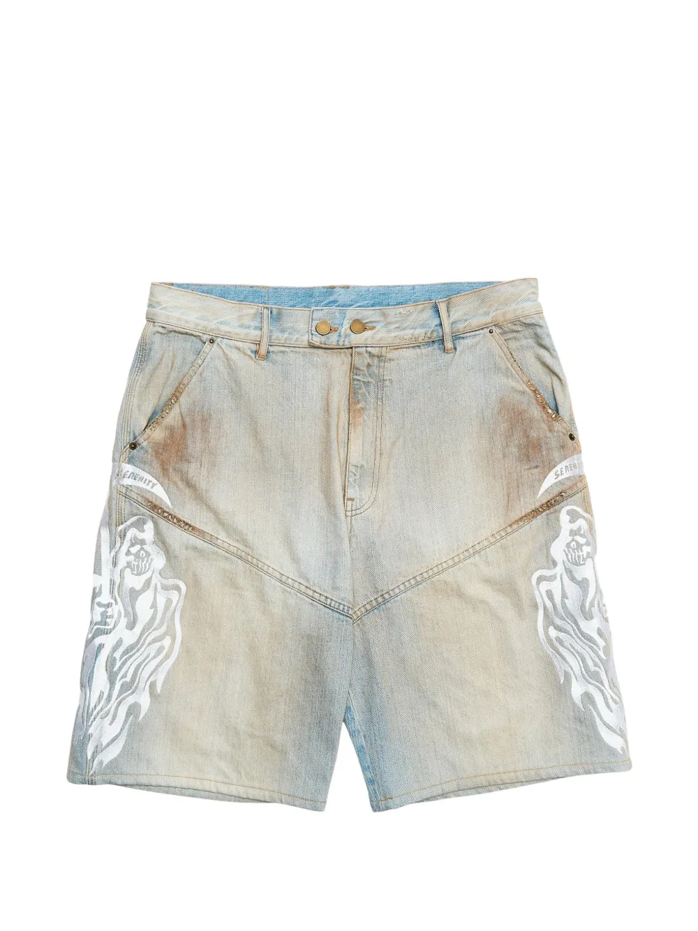 Warren Lotas Embroidered Reaper denim shorts - Blau