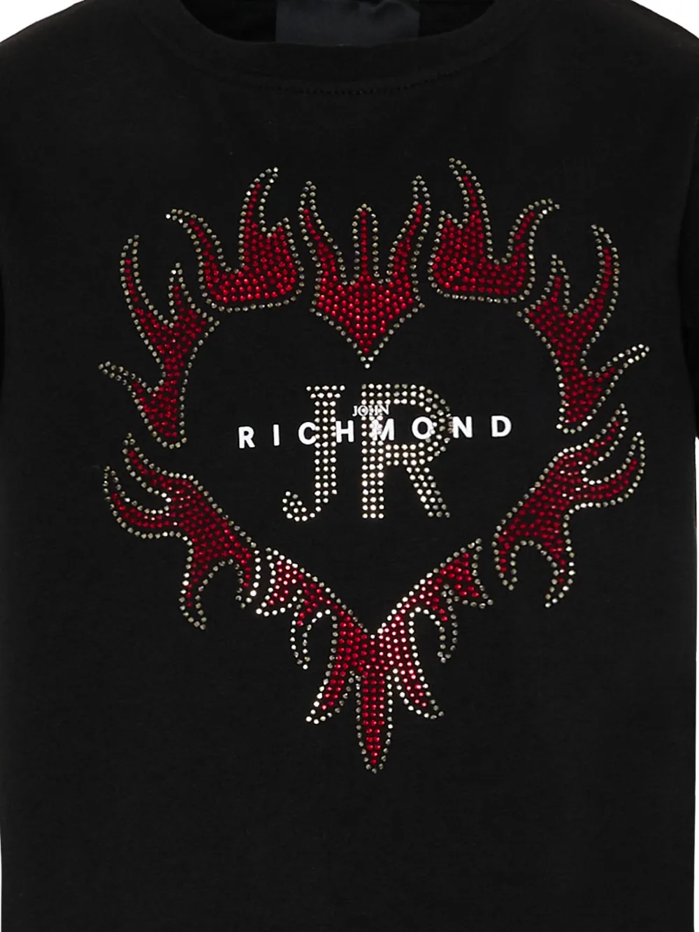 John Richmond Junior T-shirt verfraaid met stras en korte mouwen Zwart
