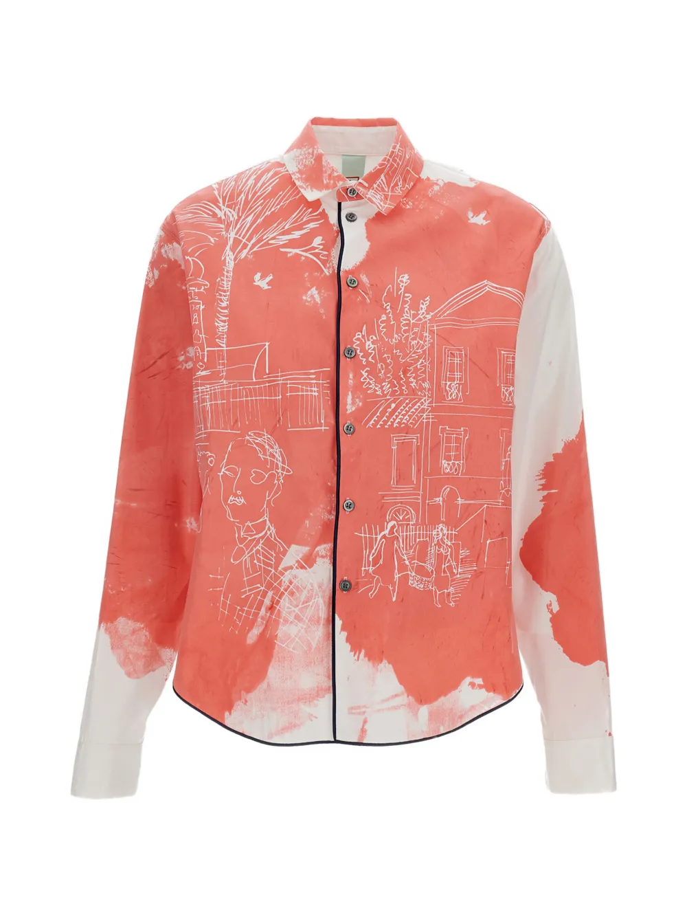Rohka graphic-print long-sleeve shirt - Rosa