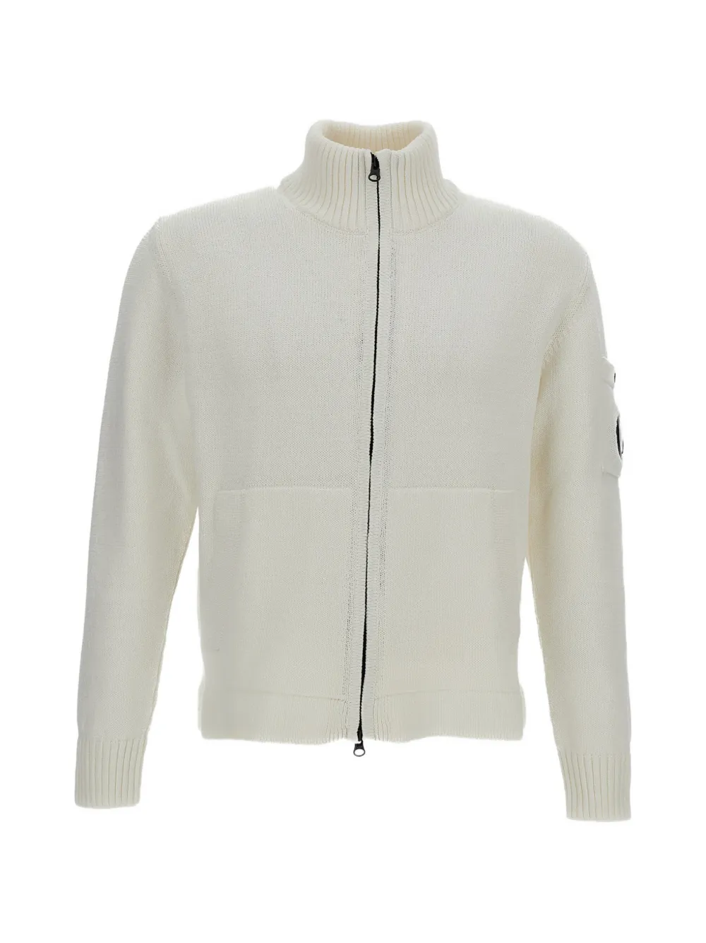 C.P. Company logo-detail zip-up cardigan - White