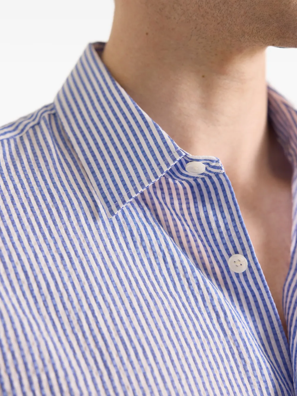 Orlebar Brown Giles gestreept overhemd Blauw