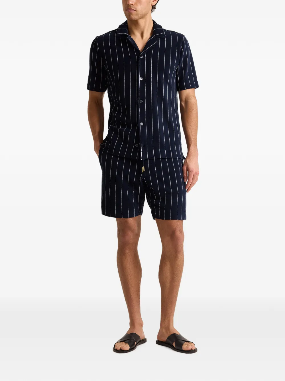Orlebar Brown Hawkin gestreept overhemd Blauw