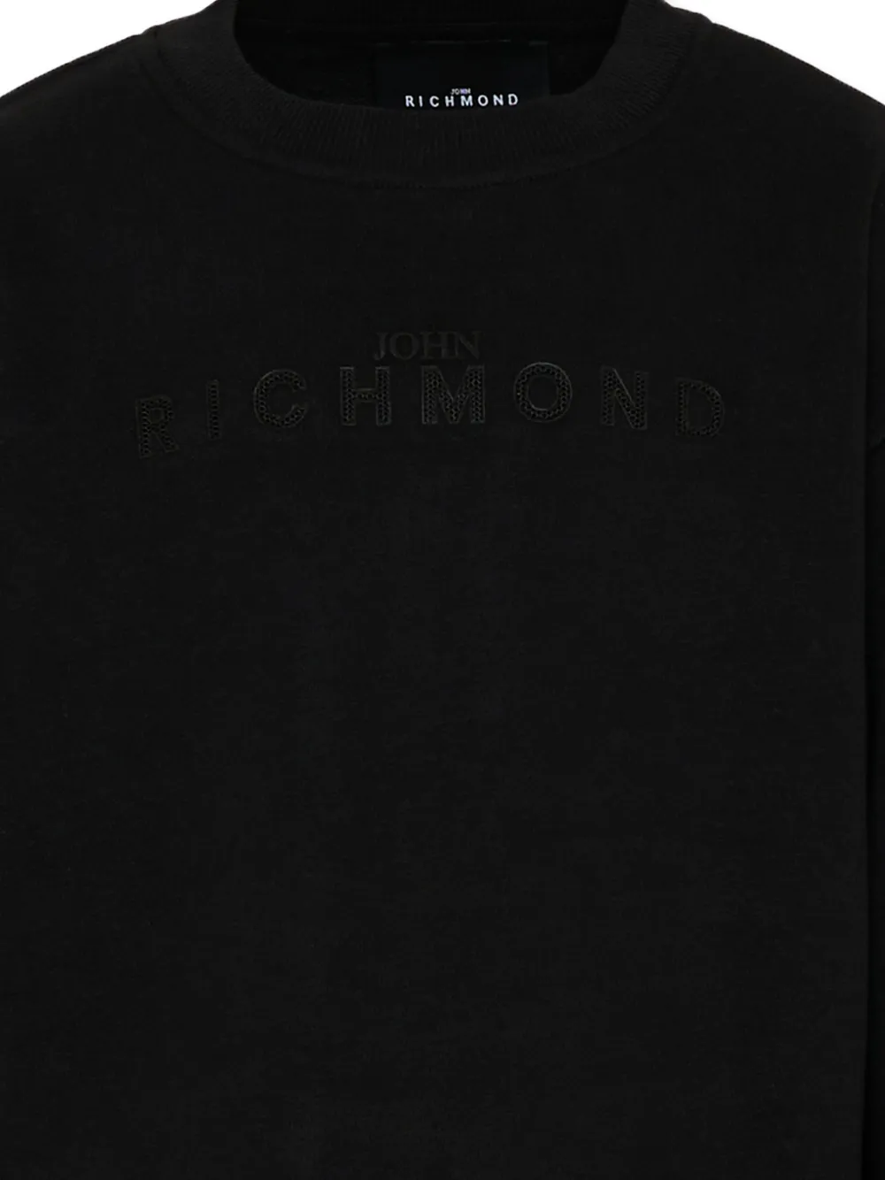 John Richmond Junior Sweater met logodetail en ronde hals Zwart
