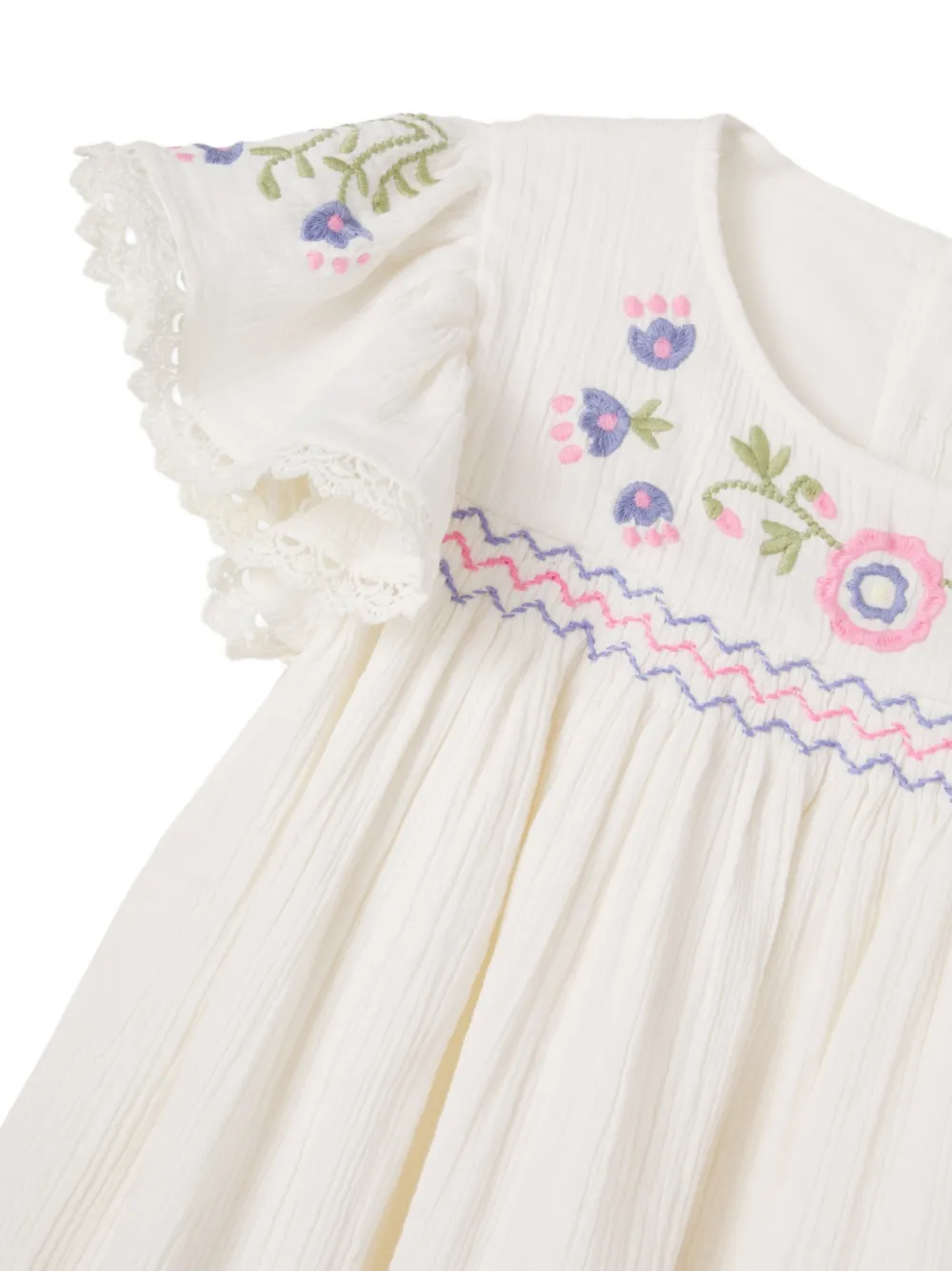 LOUISE MISHA KIDS Ana jurk met geborduurde bloemen Beige