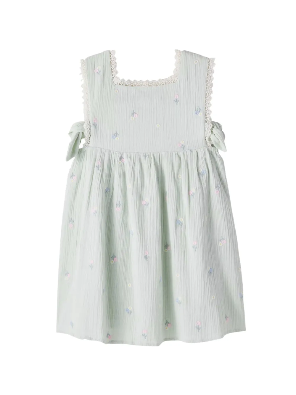 LOUISE MISHA KIDS Aloisa floral-embroidered lace-trim dress - Verde