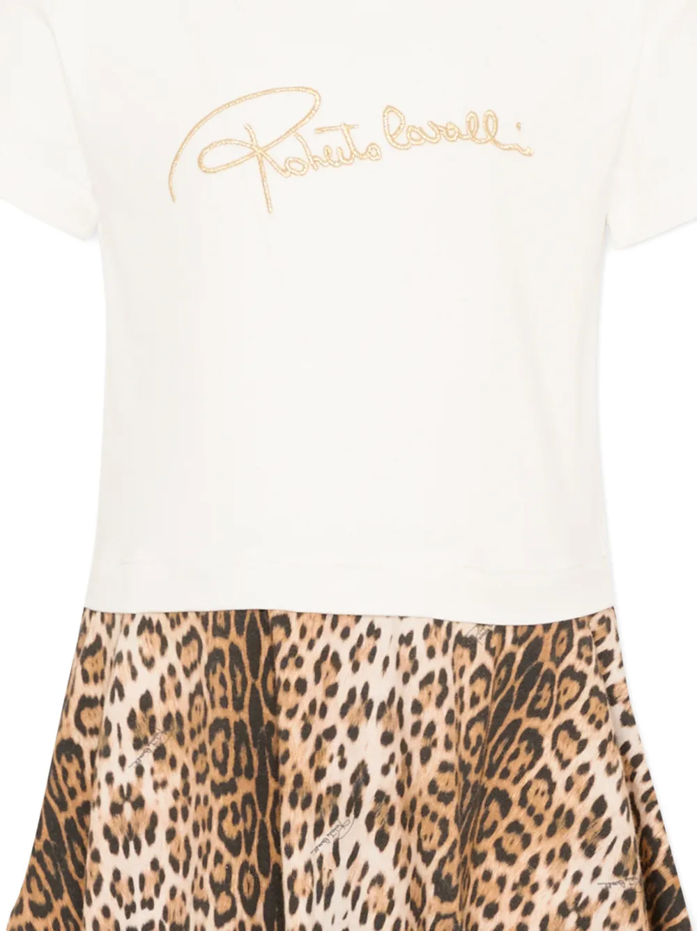 Roberto Cavalli Junior T-shirtjurk met luipaard-print Beige