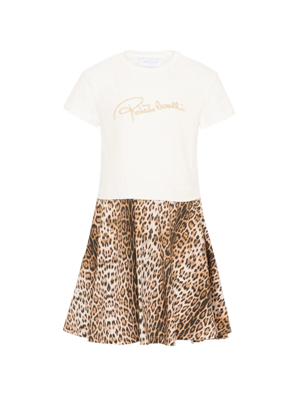 Roberto Cavalli Junior leopard t-shirt dress - Toni neutri