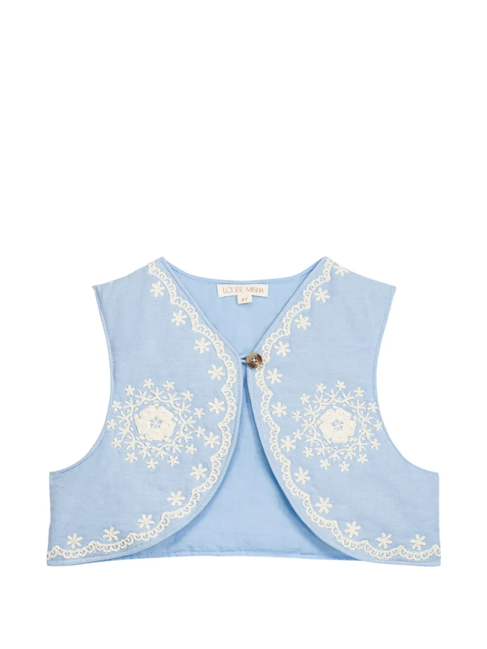 LOUISE MISHA KIDS embroidered lace-trim waistcoat - Blu