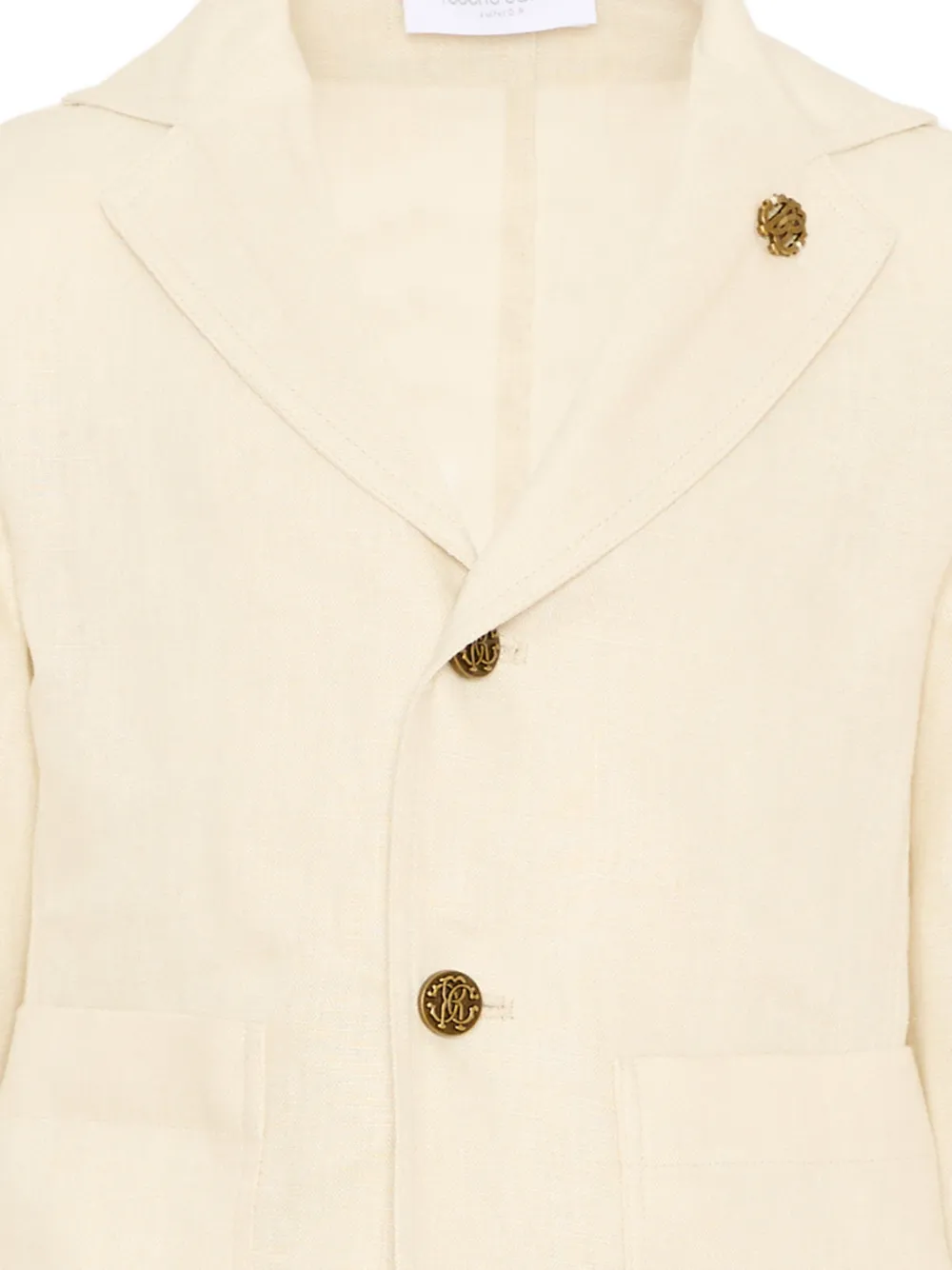 Roberto Cavalli Junior Linnen jack met gekerfde revers Beige