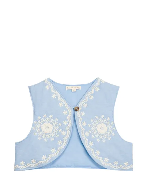 LOUISE MISHA KIDS chaleco con bordado floral y ribete de encaje