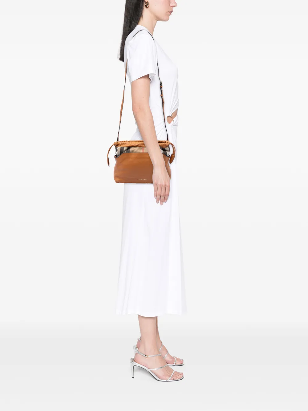  Burberry Pre-owned Sac à Bandoulière Little Crush En Toile Et Cuir De Veau à Motif House Check (2000-2017) - Marron 