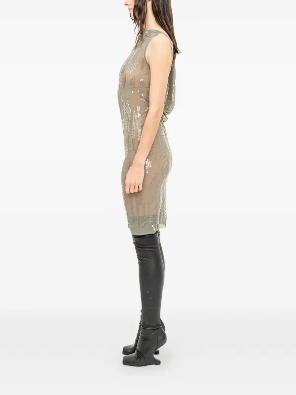 green rick owens dress Lilies sequin-embellished open-back Mini | 7.0