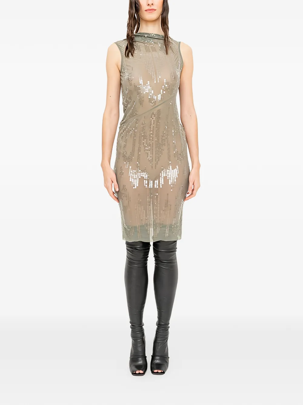 Rick Owens Lilies Jurk met open rug Groen