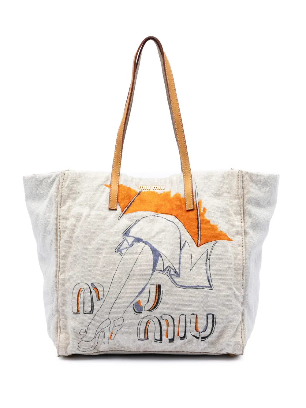 Miu Miu Pre-Owned 2000-2010 Printed Canvas tote bag - Bianco