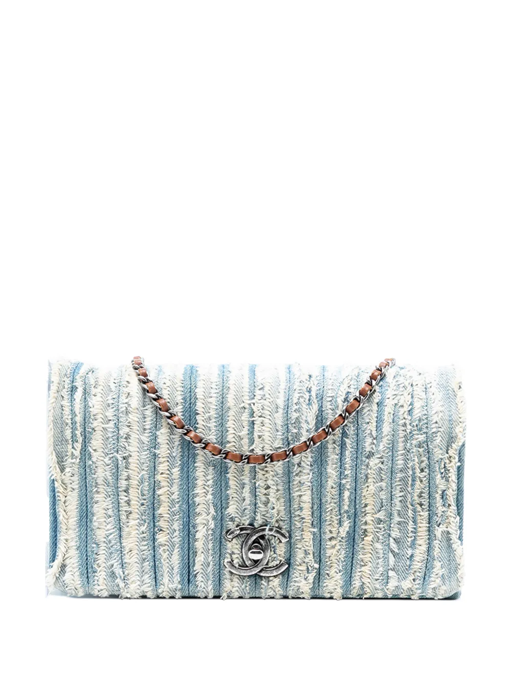 CHANEL Pre-Owned 2014-2015 CC Denim Fringe Single Flap crossbody bag - Blu