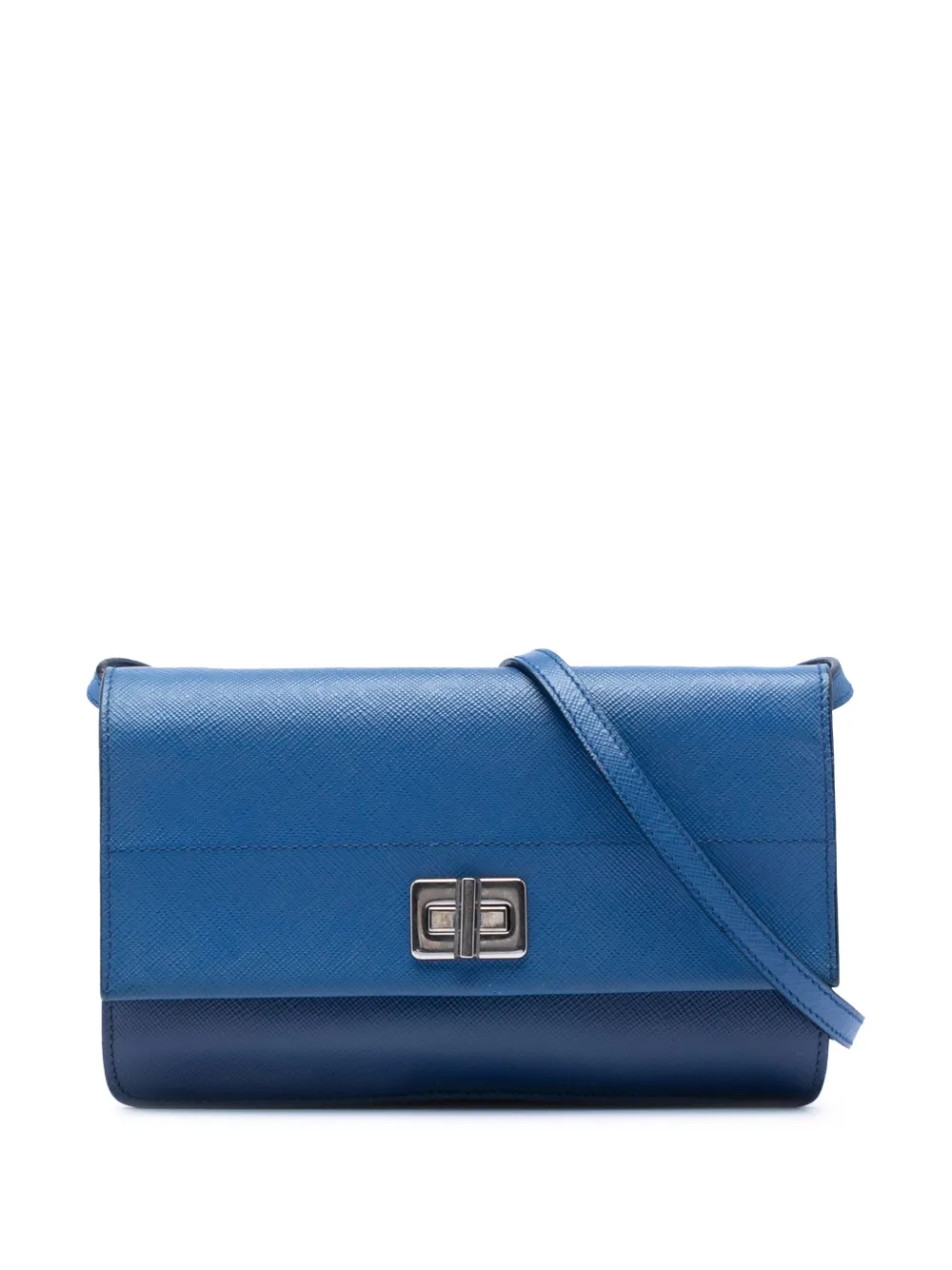 Prada Pre-Owned 2013-2026 Saffiano Turn Lock Wallet on Strap crossbody bag - Blu