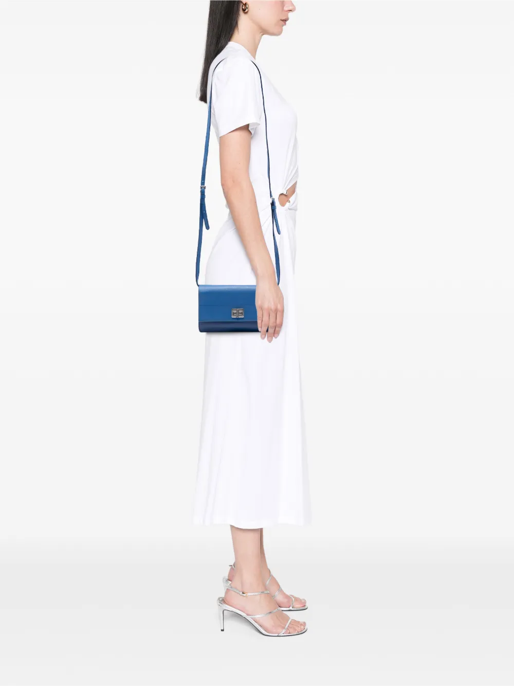 Prada Pre-owned Sac à Bandoulière Wallet On Strap En Cuir Saffiano à Loquet (2013-2026) - Bleu 