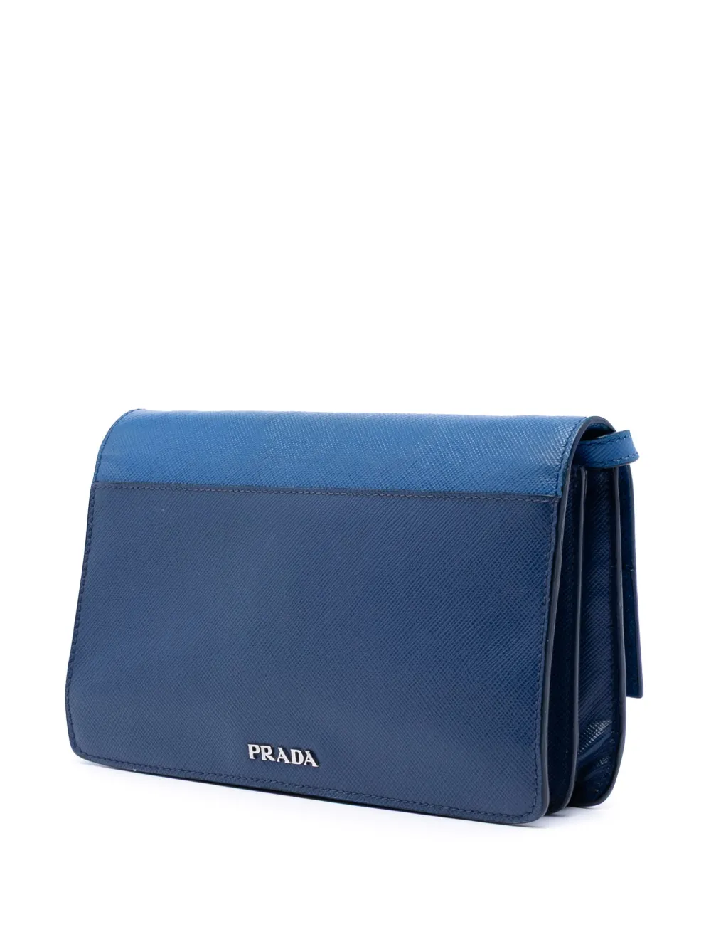  Prada Pre-owned Sac à Bandoulière Wallet On Strap En Cuir Saffiano à Loquet (2013-2026) - Bleu 