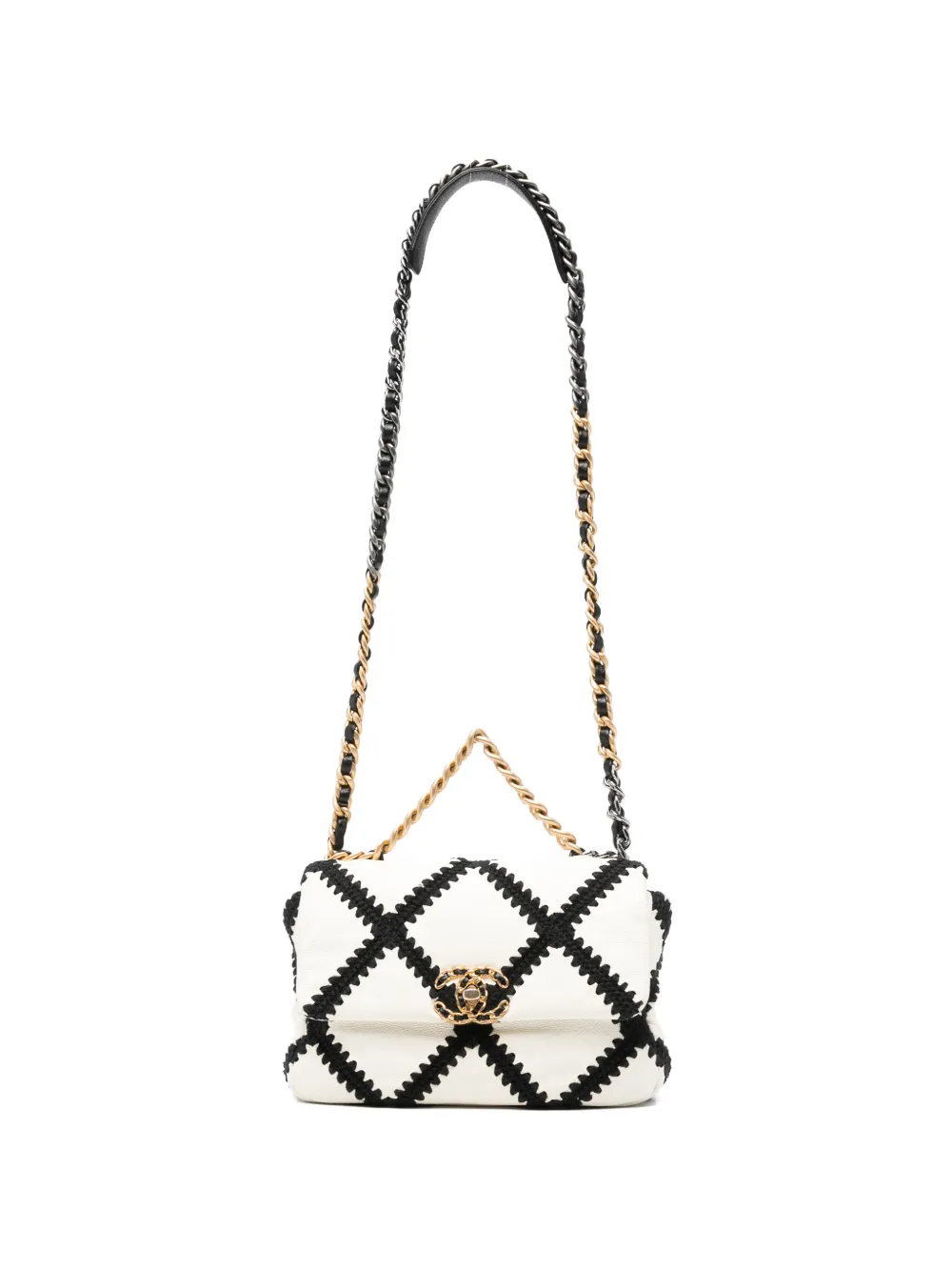 CHANEL Pre-Owned small 19 flap cross body bag - White