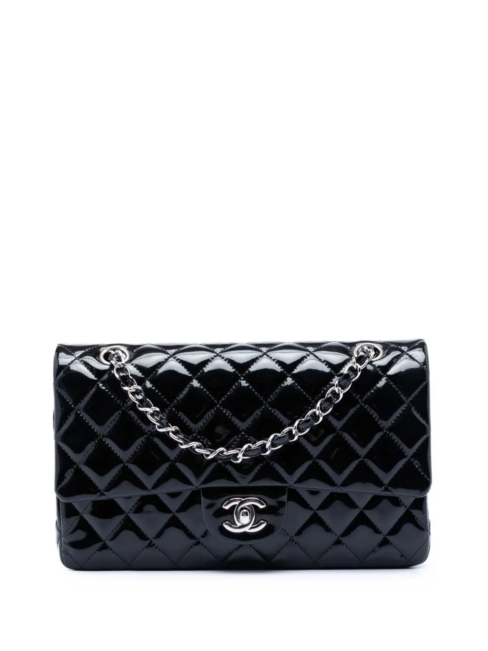 CHANEL Pre-Owned 2013-2014 Medium Classic Patent Double Flap shoulder bag - Nero