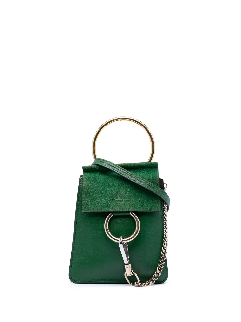 Chloé Pre-Owned 2018 Mini Calfskin and Suede Faye Bracelet Bag satchel - Verde