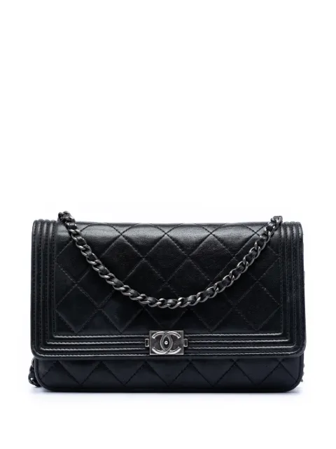 CHANEL Pre-Owned Borsa a tracolla Boy in pelle di agnello trapuntata con catena 2014-2015