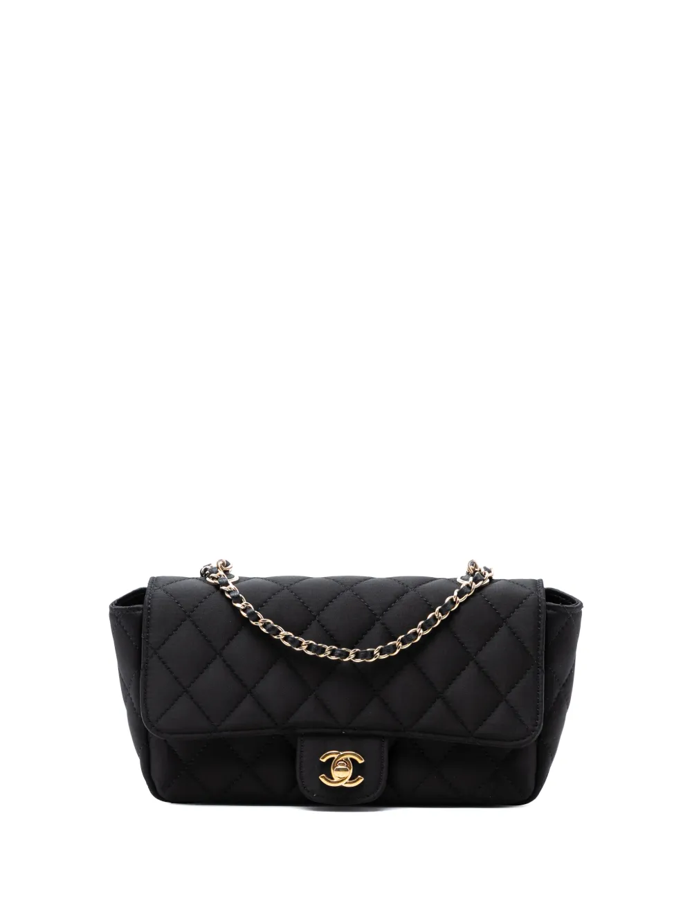 CHANEL Pre-Owned 2015-2016 Mini Rectangular Quilted Satin Single Flap crossbody bag - Nero