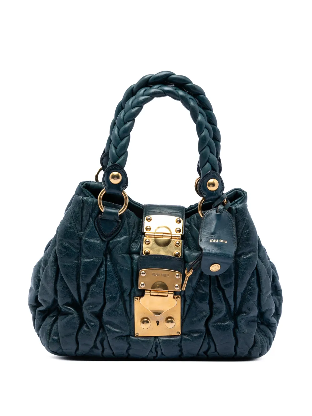 Miu Miu Pre-Owned 2010 Matelasse Lux Lambskin Bauletto Aperto satchel - Blu