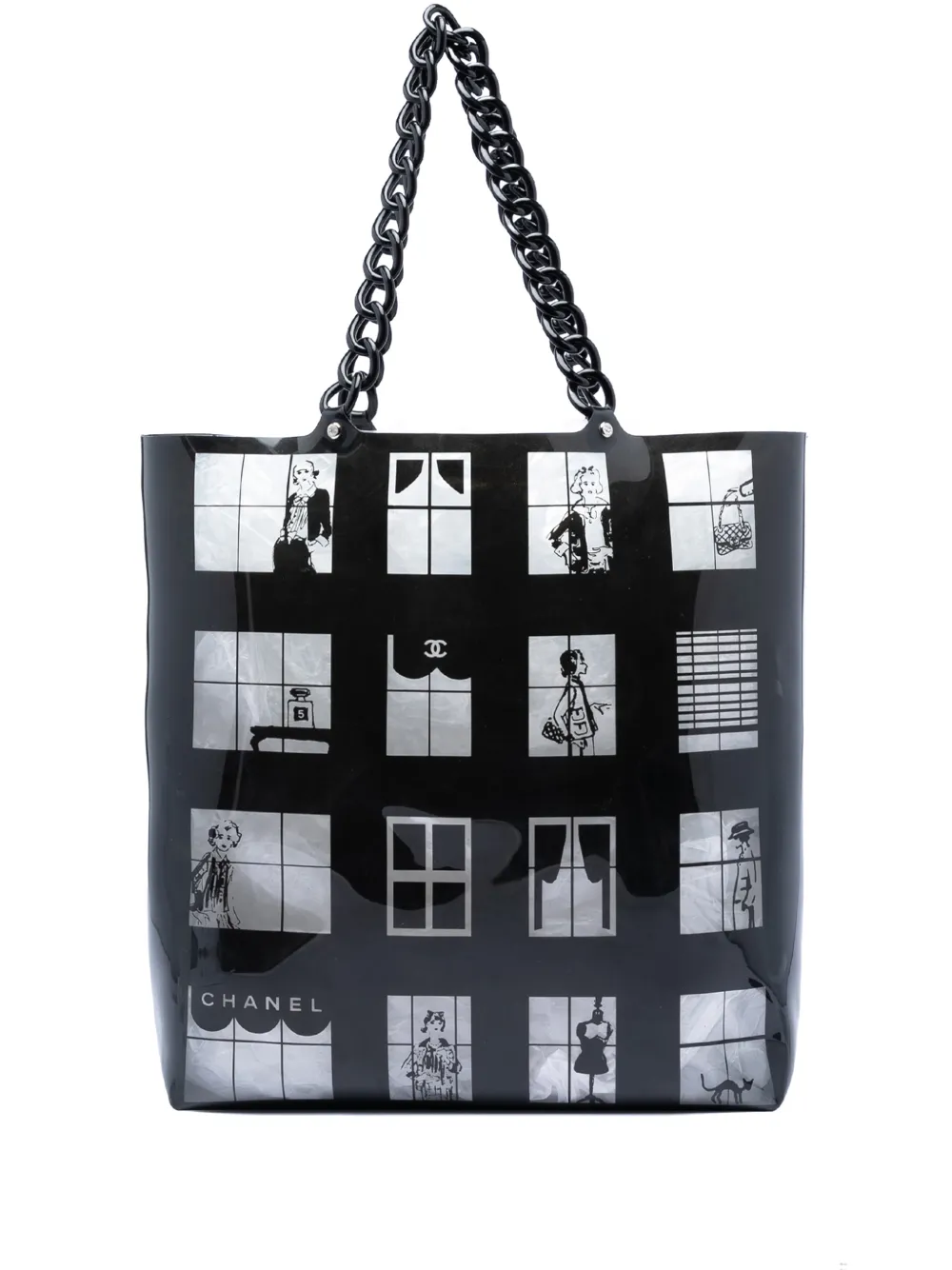 CHANEL Pre-Owned 2003-2004 Vinyl Coco Window tote bag - Schwarz