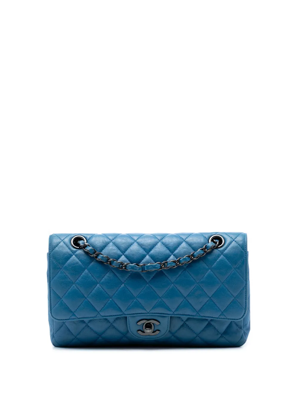 CHANEL Pre-Owned 2017-2018 Medium Classic Calfskin Double Flap shoulder bag - Blu