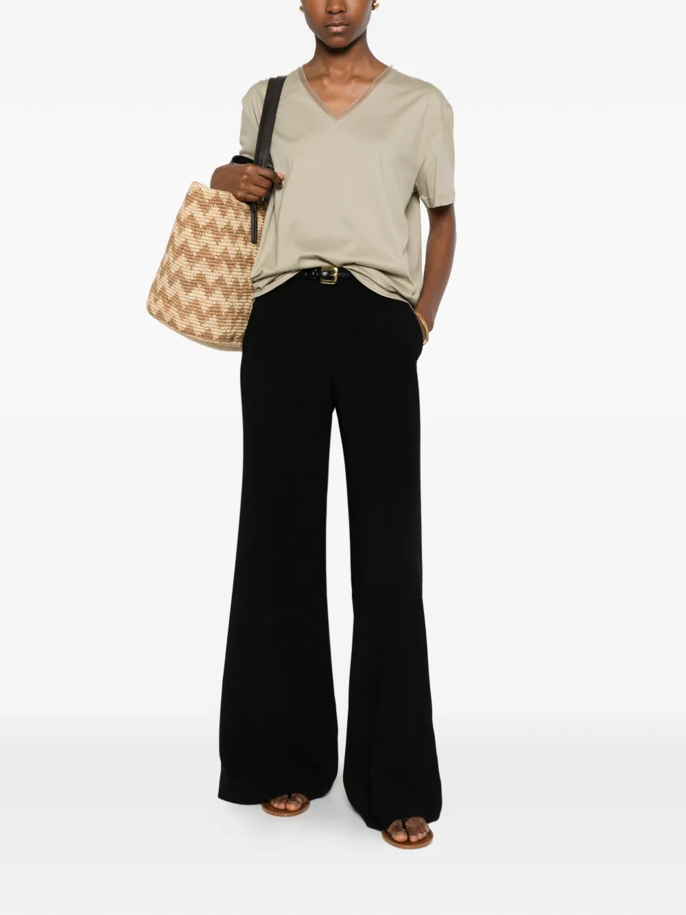 Fabiana Filippi T-shirt met V-hals Beige