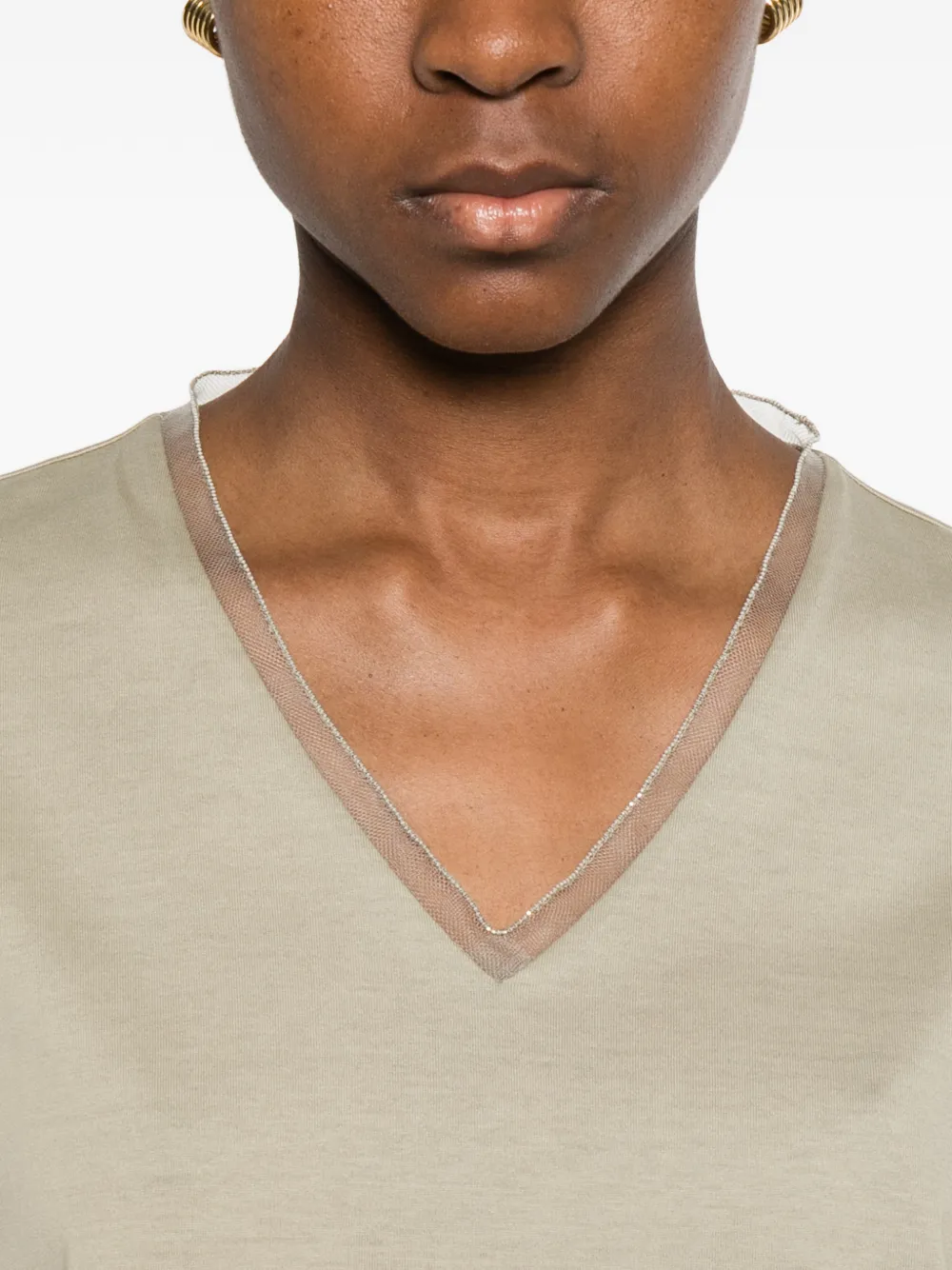 Fabiana Filippi T-shirt met V-hals Beige