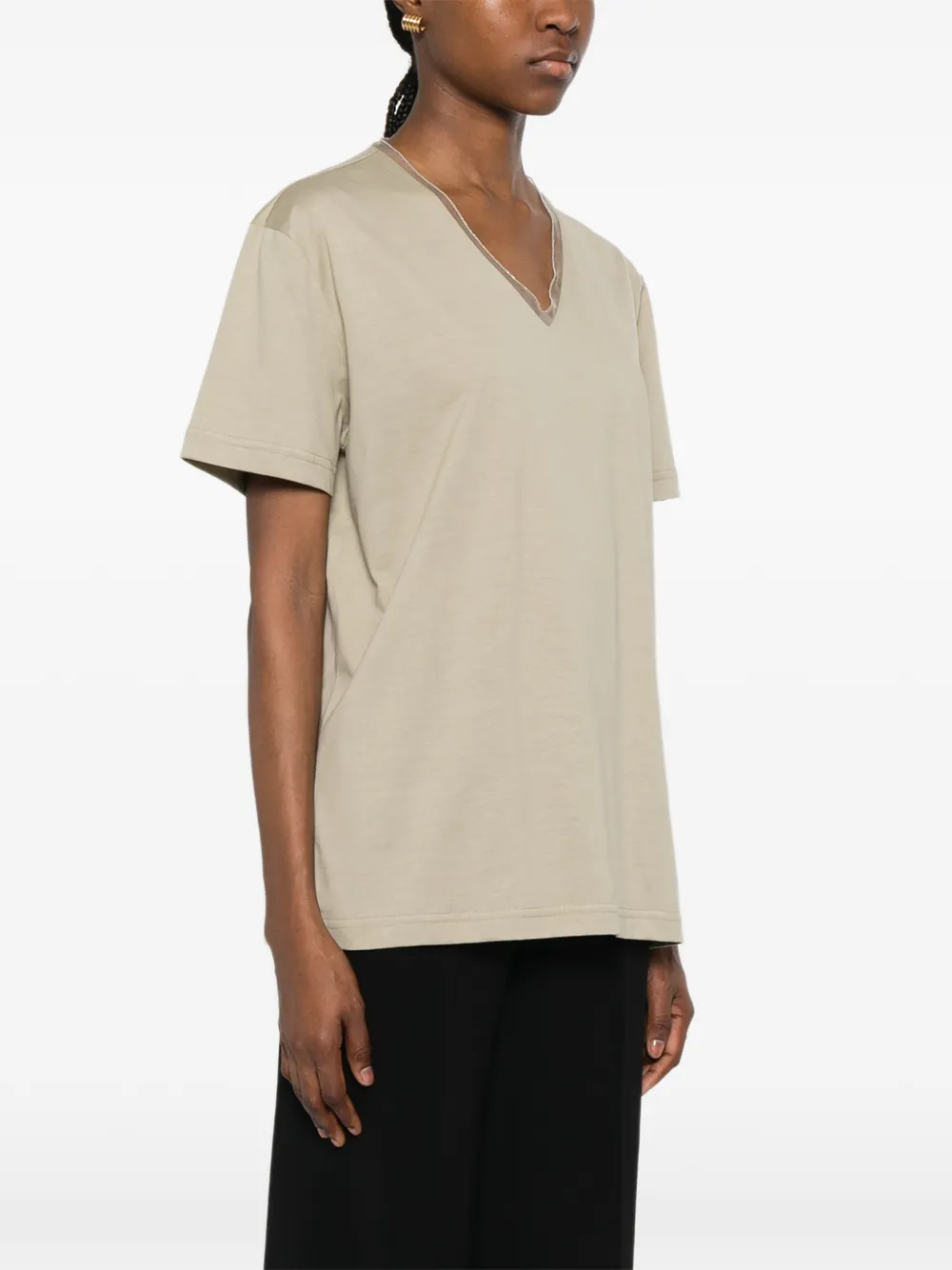 Fabiana Filippi T-shirt met V-hals Beige