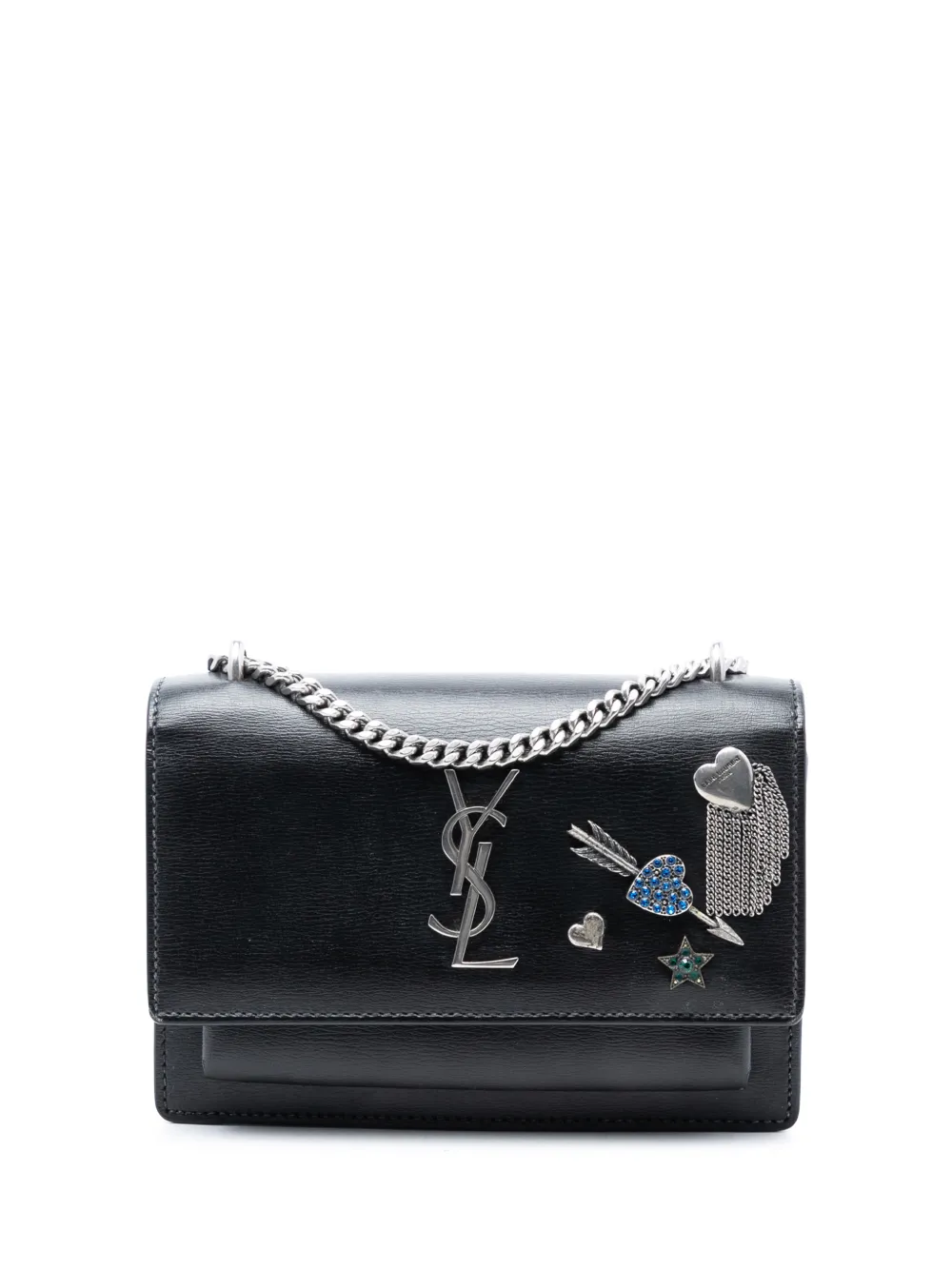 Saint Laurent Pre-Owned 2017 Mini Calfskin Monogram Lucky Charms Sunset Wallet on Chain crossbody bag - Nero