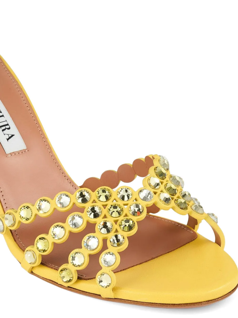 Aquazzura Tequila crystal-embellished scallop sandals Geel