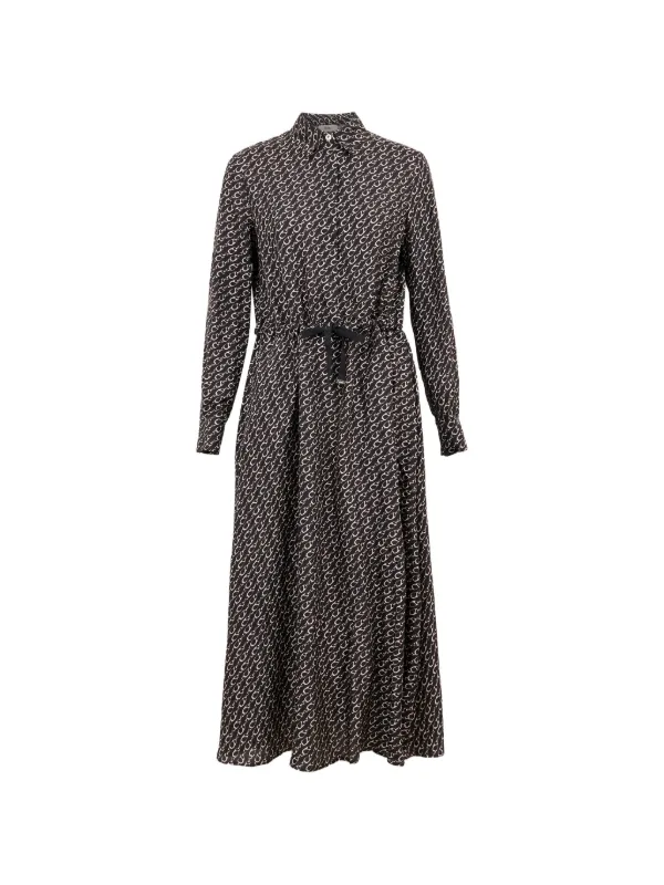 Herno Printed Silk Shirt Dress in Black