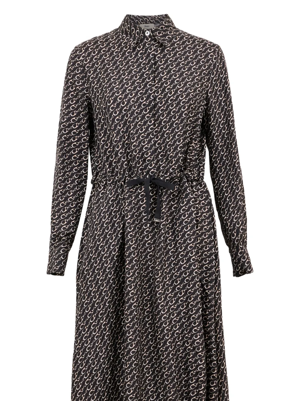Herno Zijden blousejurk met print Zwart