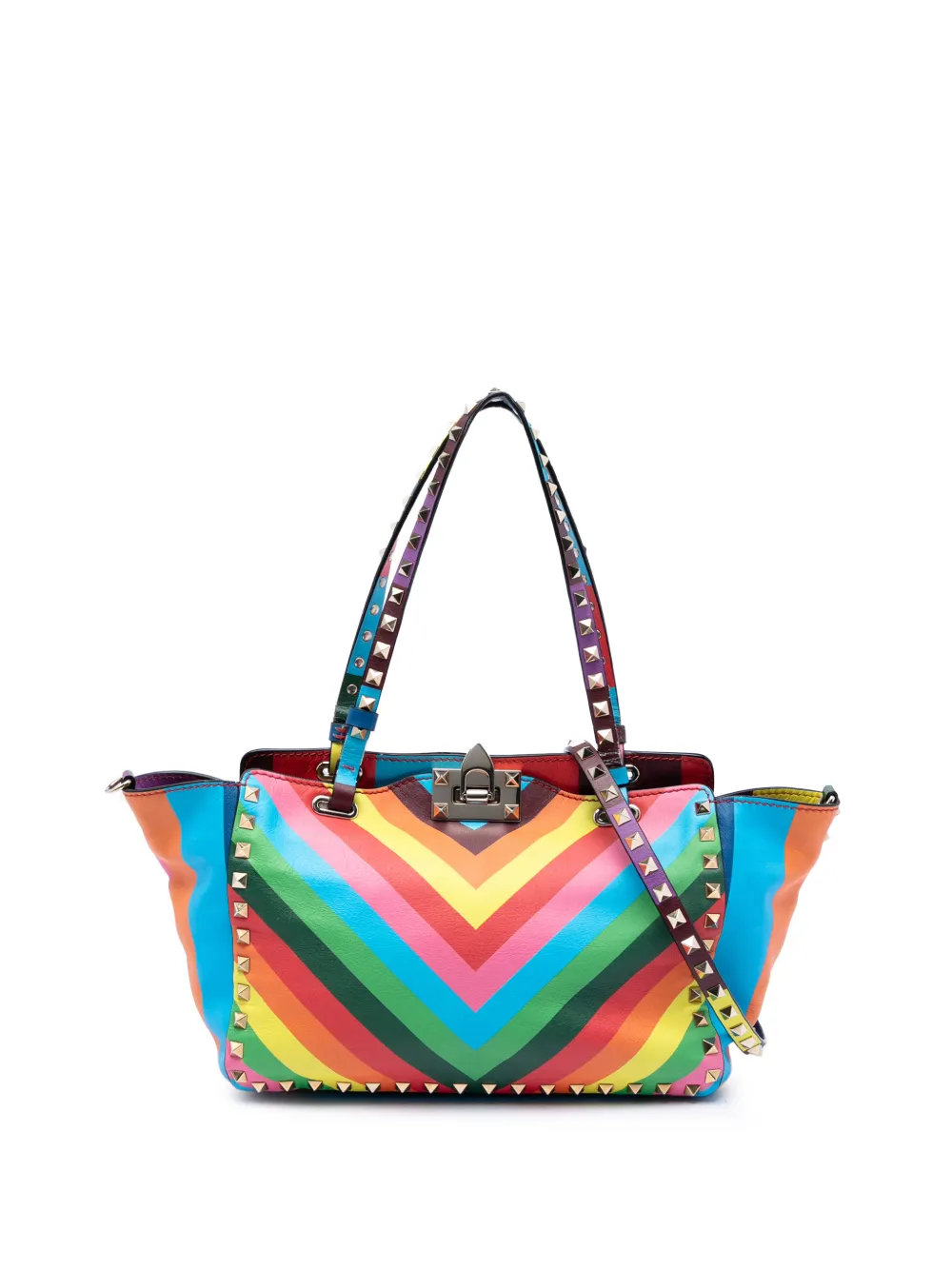 Valentino Garavani Pre-Owned 2000-2017 Small Striped Leather 1973 Rockstud Rainbow satchel - Multicolore