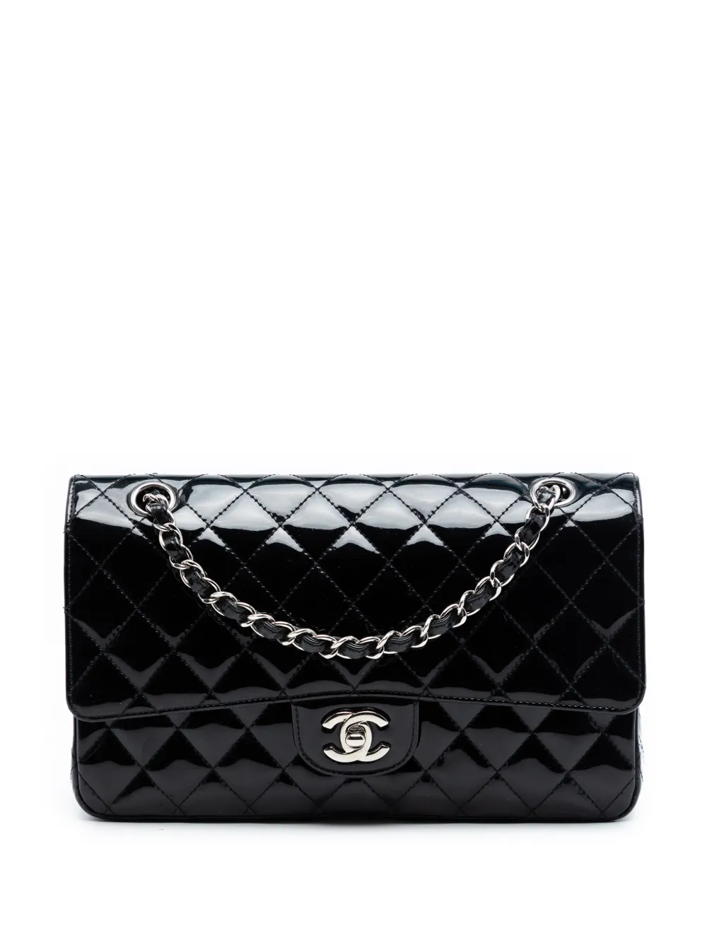 CHANEL Pre-Owned 2009-2010 Medium Classic Patent Double Flap shoulder bag - Nero